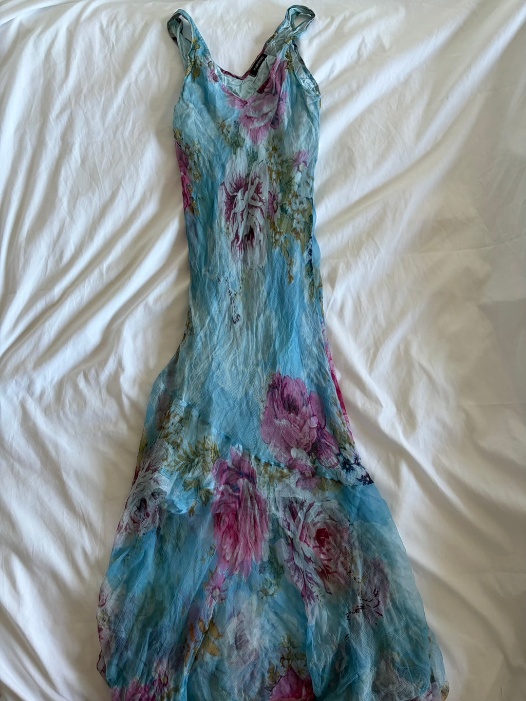 Vintage Y2K Italian blue floral maxi fairy floaty dress