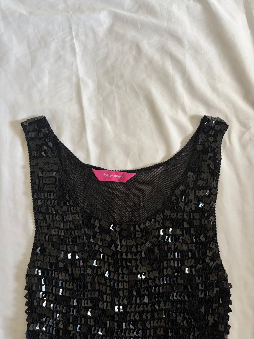 Vintage Y2K Black Crochet Sequin Tank