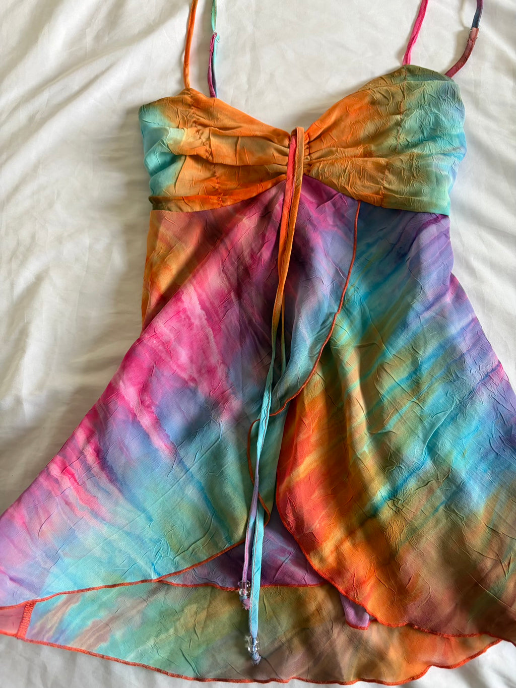 Vintage Y2K Neon Tie Dye Ruched Bust Cami