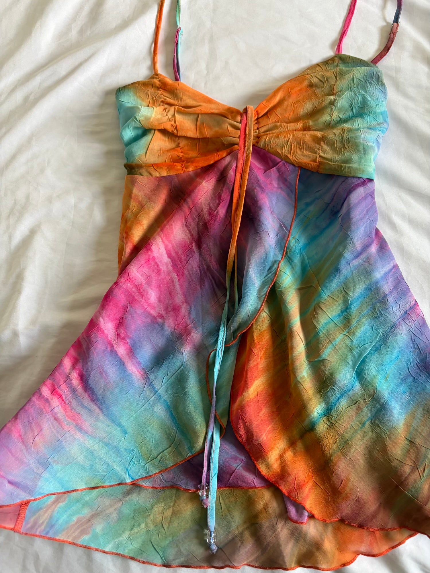 Vintage Y2K Neon Tie Dye Ruched Bust Cami