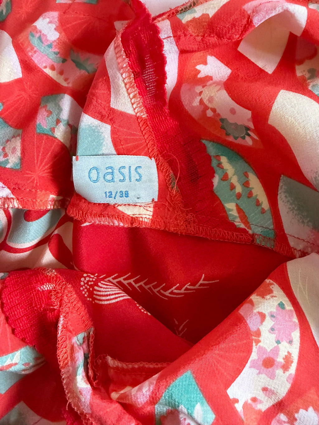 Vintage Y2K Silk Red and Turquoise Tie Back Top