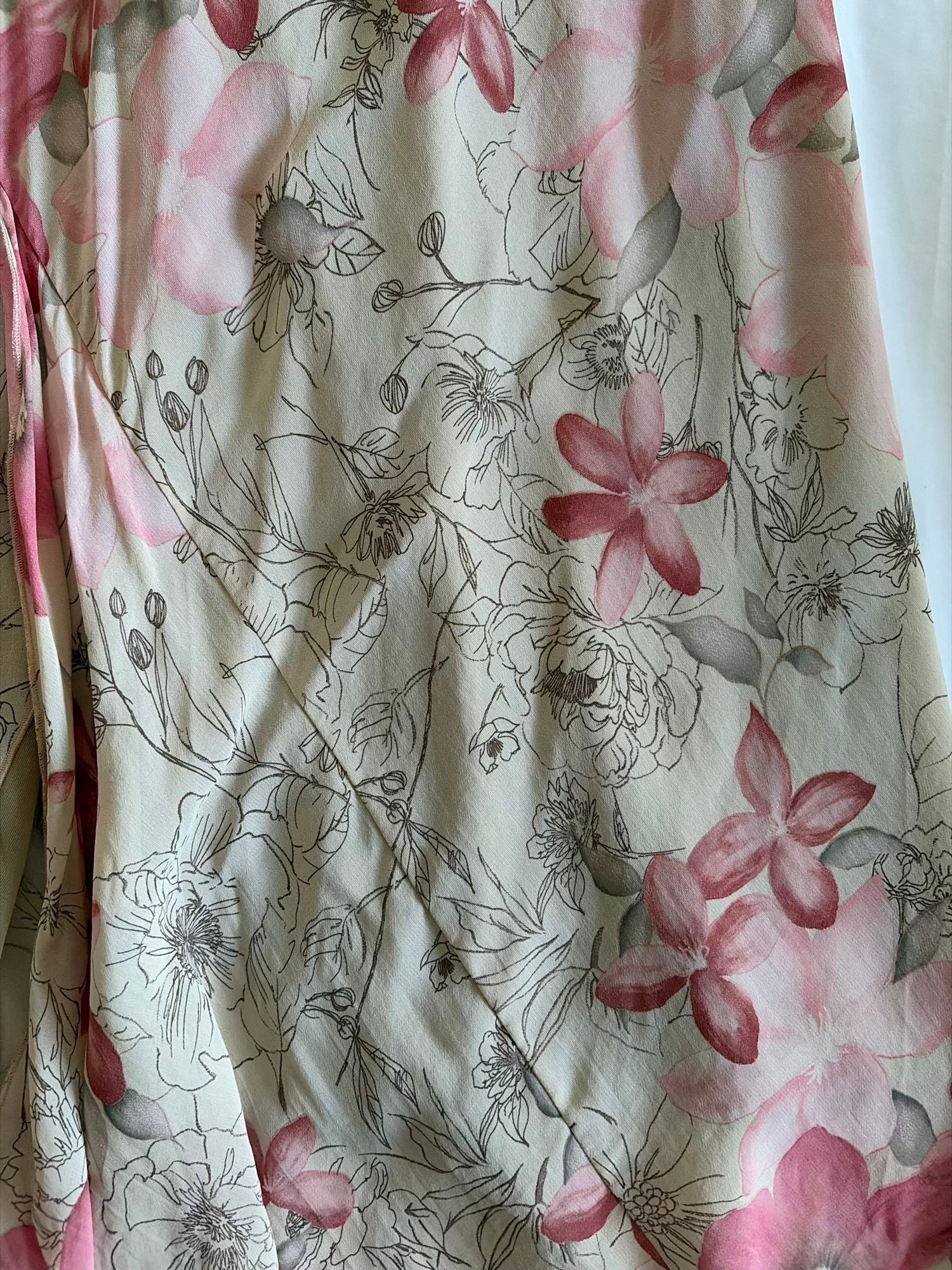 Vintage 1990s Floaty Floral Skirt with Rose Pink Detailing (Berkertex)