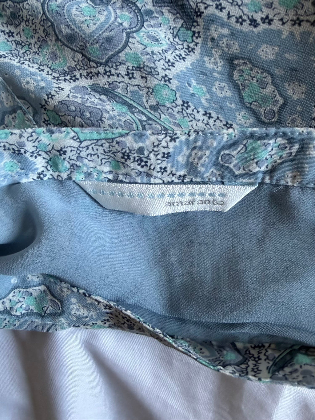Vintage 1990s Italian Blue Paisley Asymmetrical Hem Midi Skirt