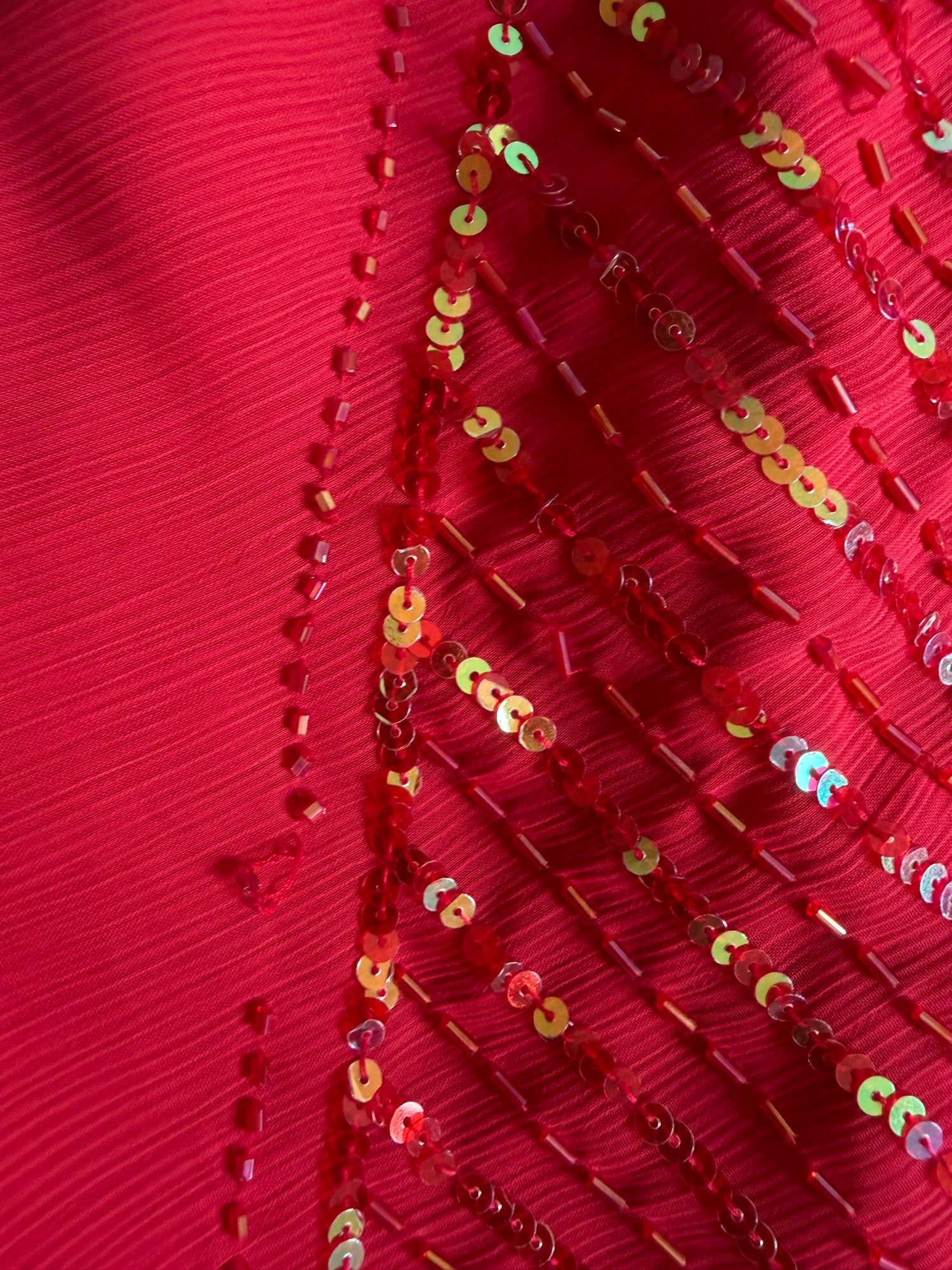 Vintage Y2K Sequin and Beaded Red Floaty Cami