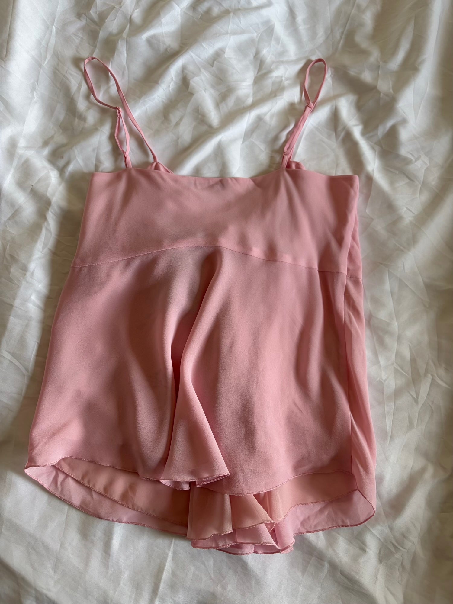 Vintage Y2K Baby Pink Silver Beaded Embellished Knot Bust Cami