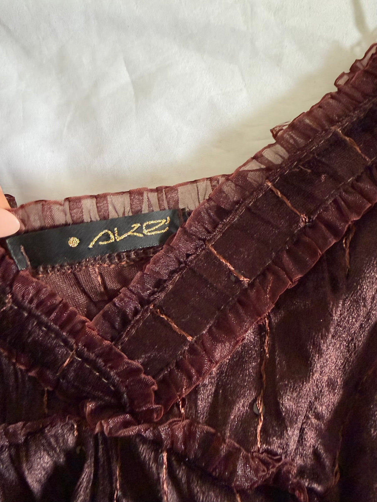 Vintage 1990s Brown Velvet Babydoll Cami with Sequins
