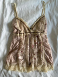 Vintage Y2K romantic fairy cami with lace, ribbon and diamontes and polka dot details