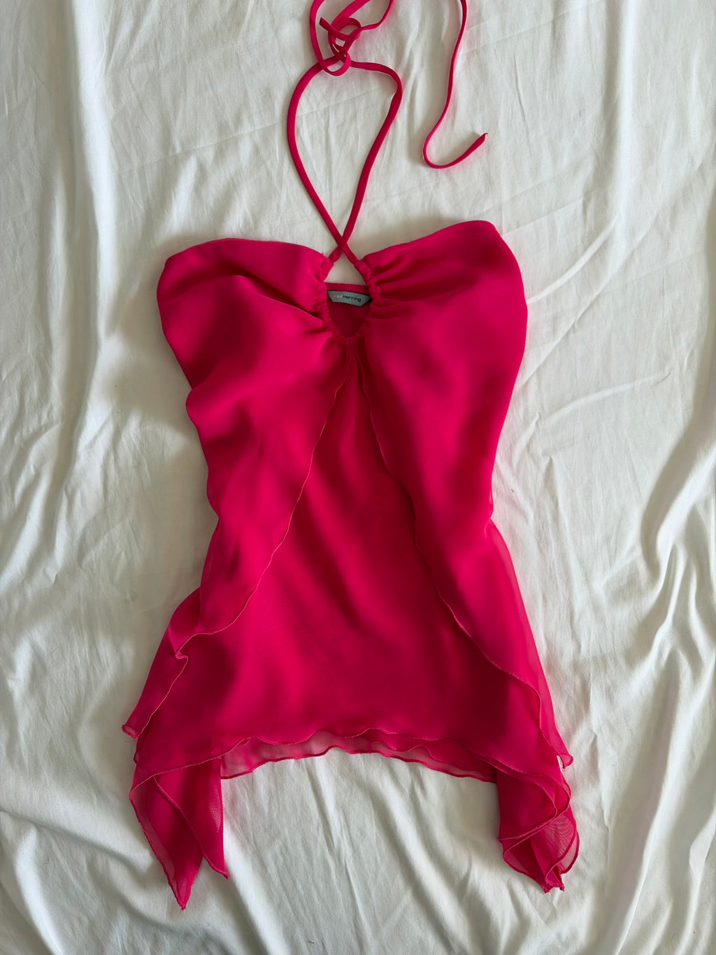 Vintage Y2K Hot Pink Handkerchief Hem Floaty Cami