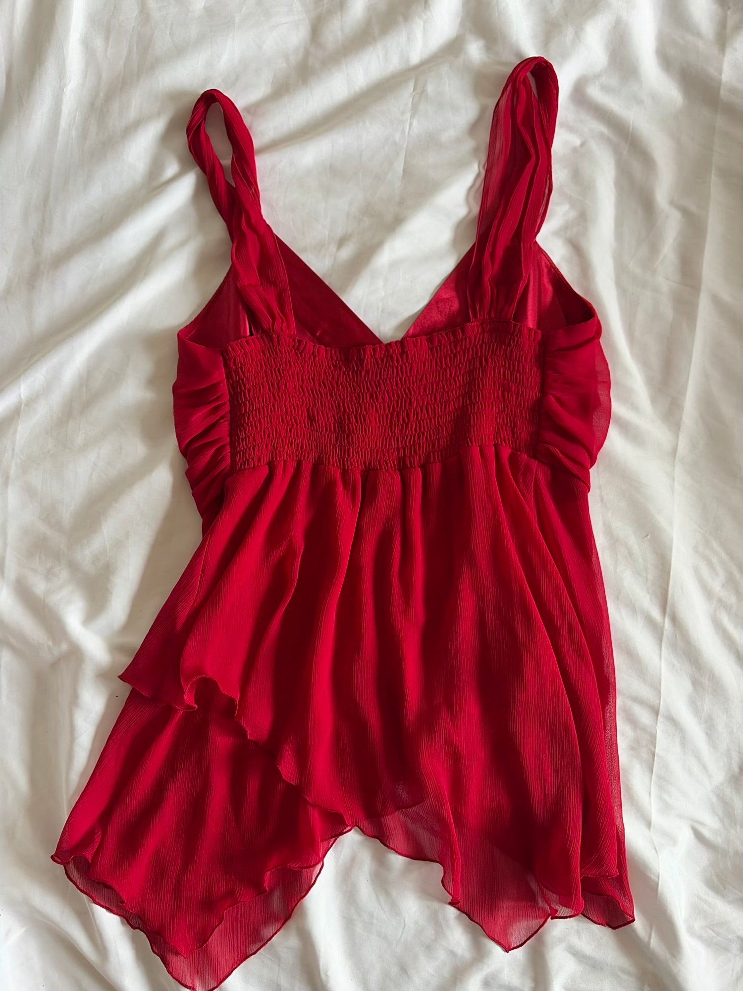 Vintage Y2K Red Handkerchief Hem Fairy Cami