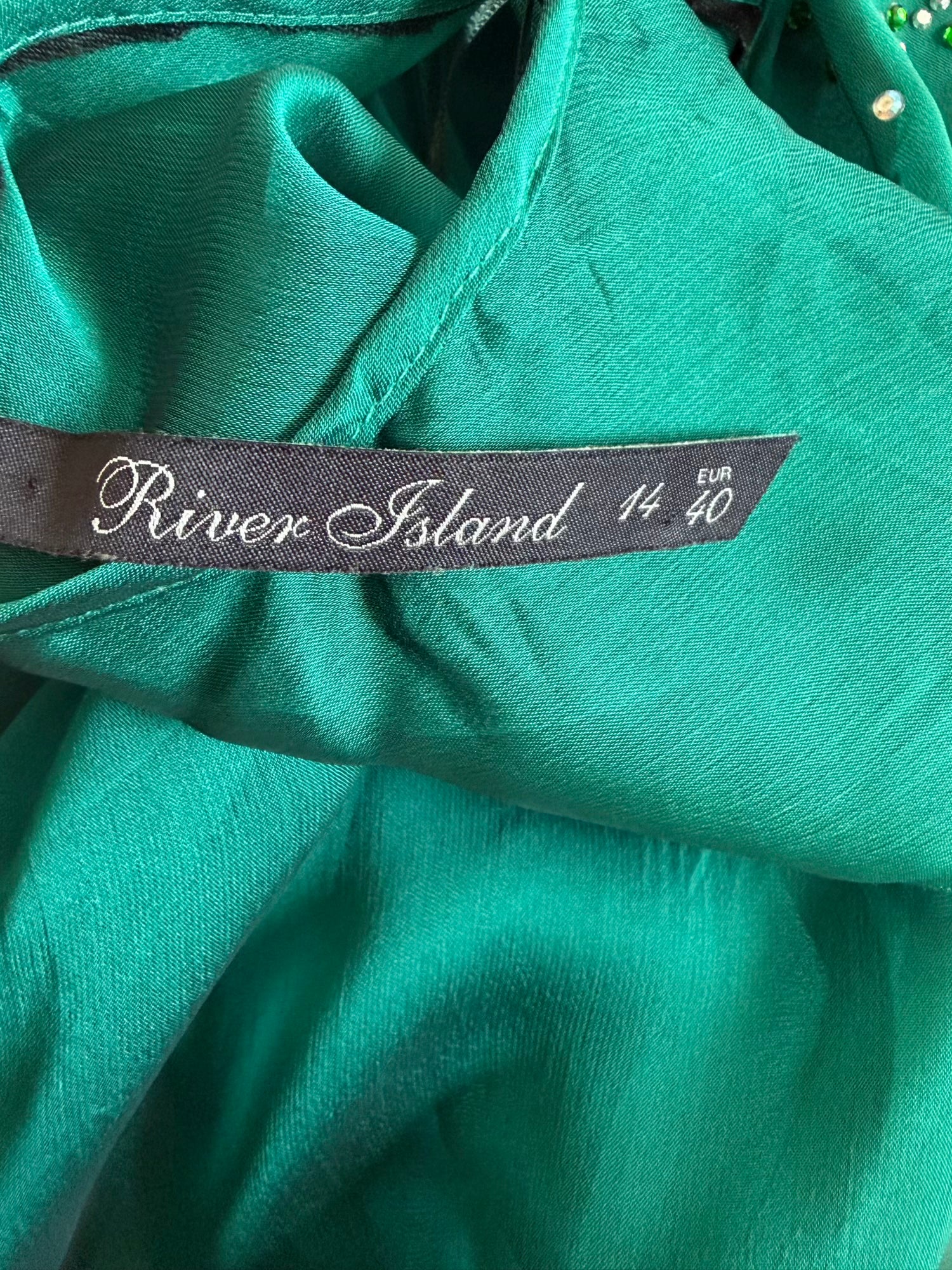 Vintage Y2K Teal Fairy Sheer Mini Asymmetrical Hem Dress with Lace and Sequins