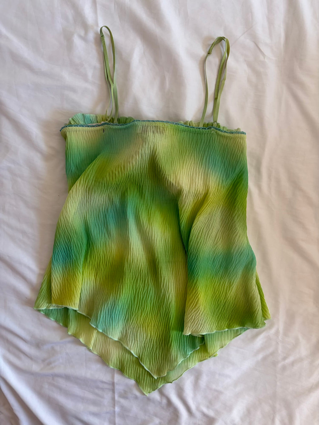 Vintage Y2K Teal Green and Turquoise Ombre Asymmetrical Hem Cami
