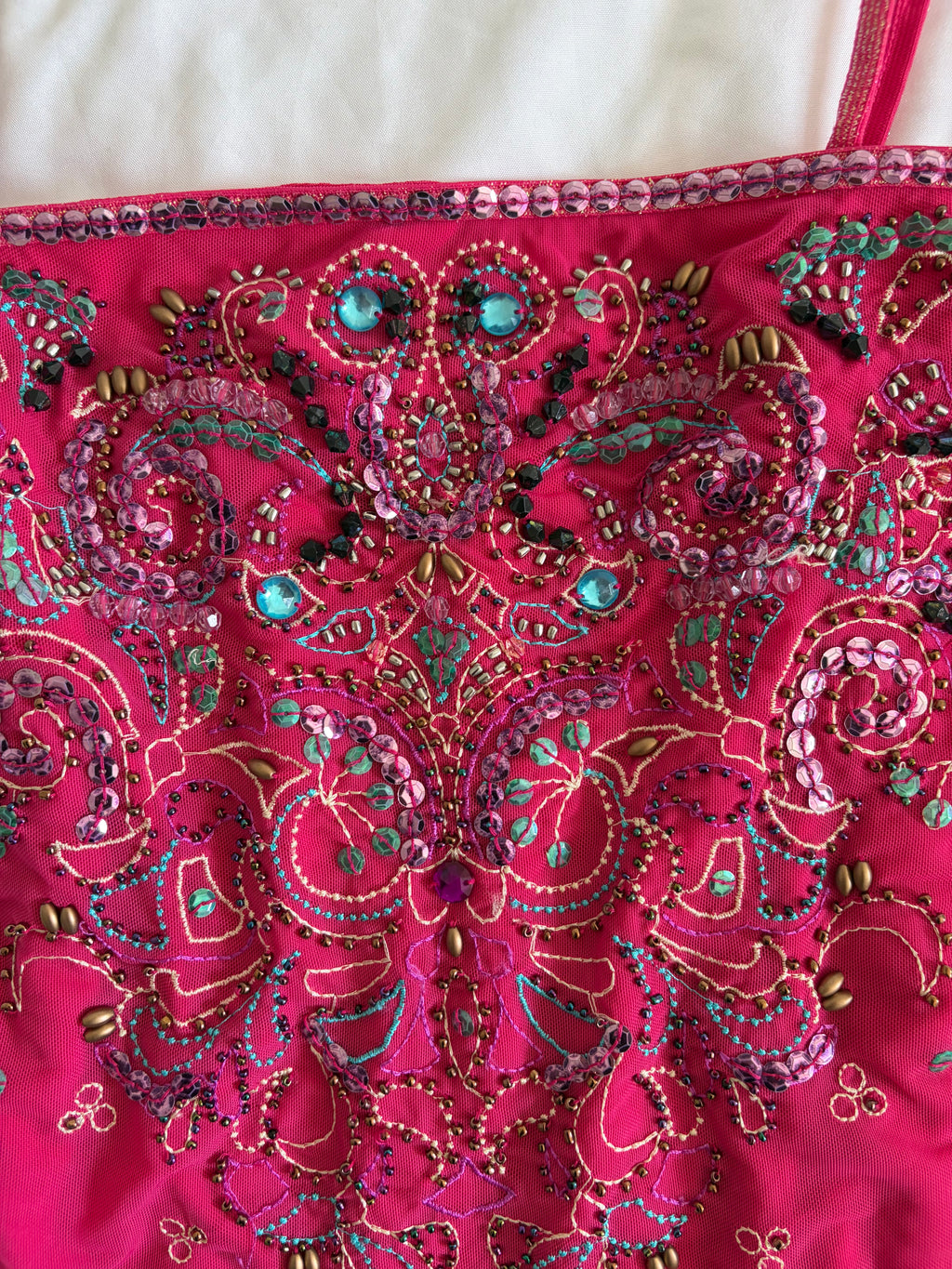 Vintage Y2K Cerise Beaded Heavily Embellished Cami