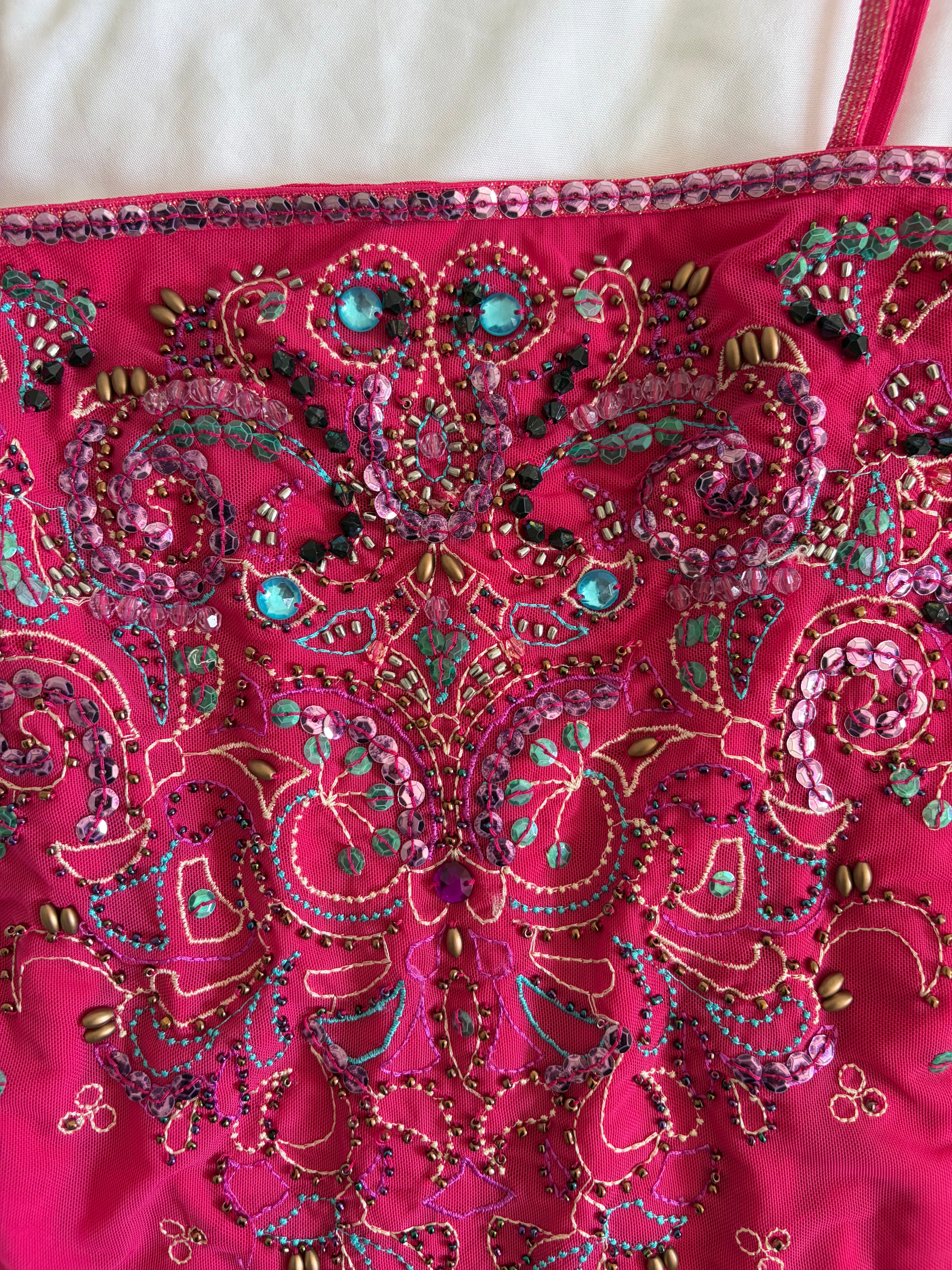 Vintage Y2K Cerise Beaded Heavily Embellished Cami