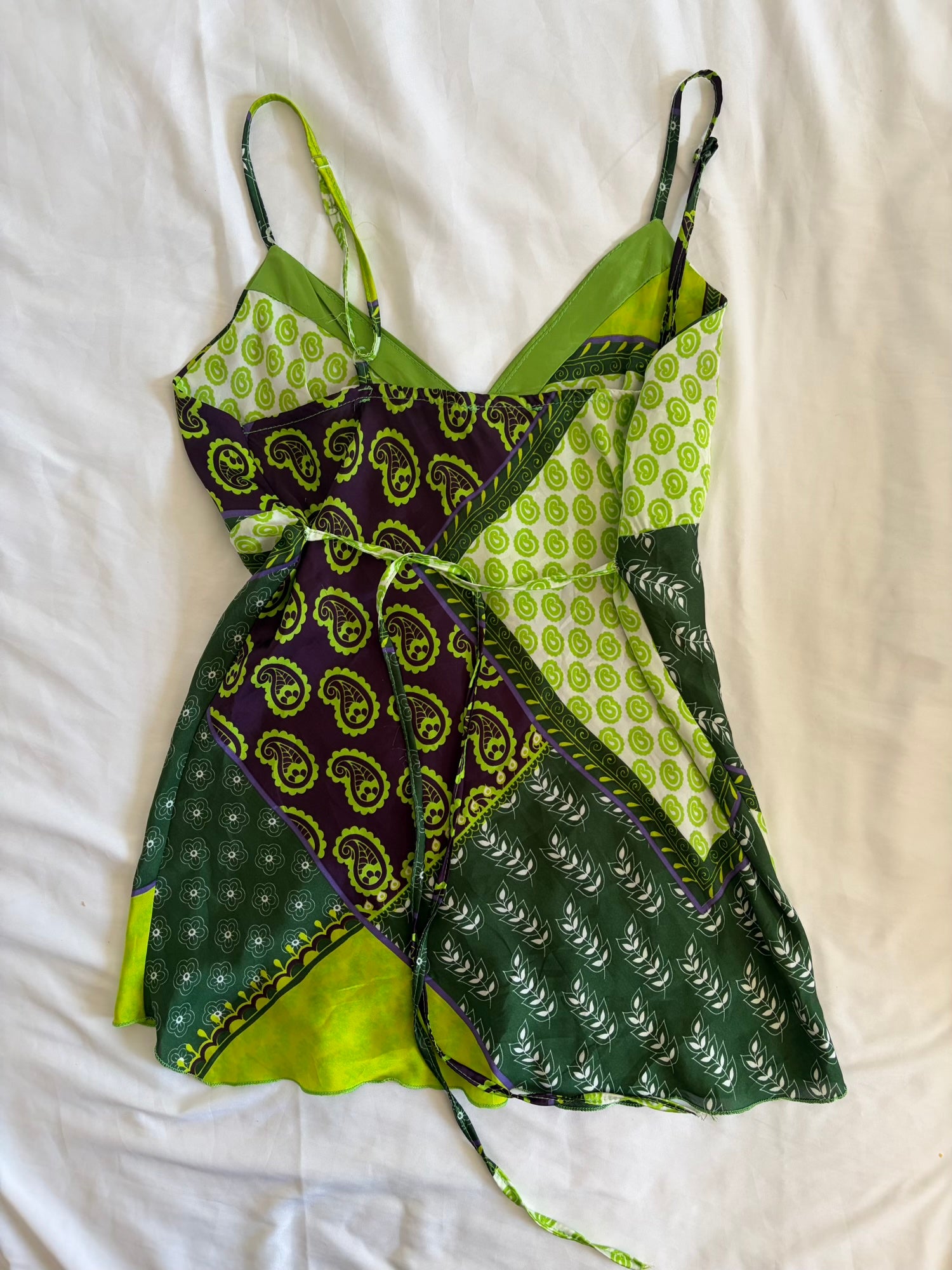 Vintage Y2K Green Paisley Tie Back Italian Cami