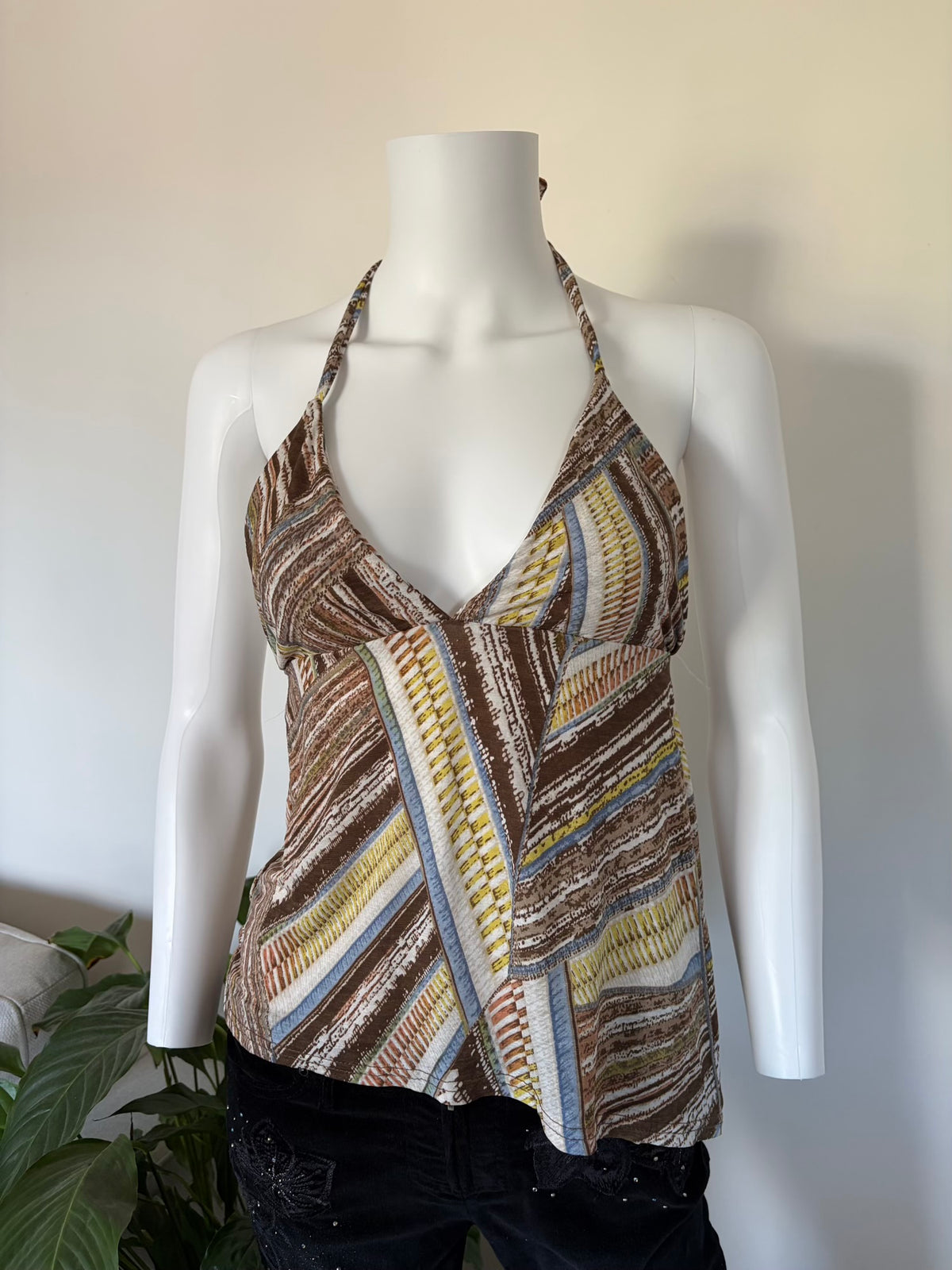 Vintage 1990s Asymmetrical Hem Open Back Halterneck Cami