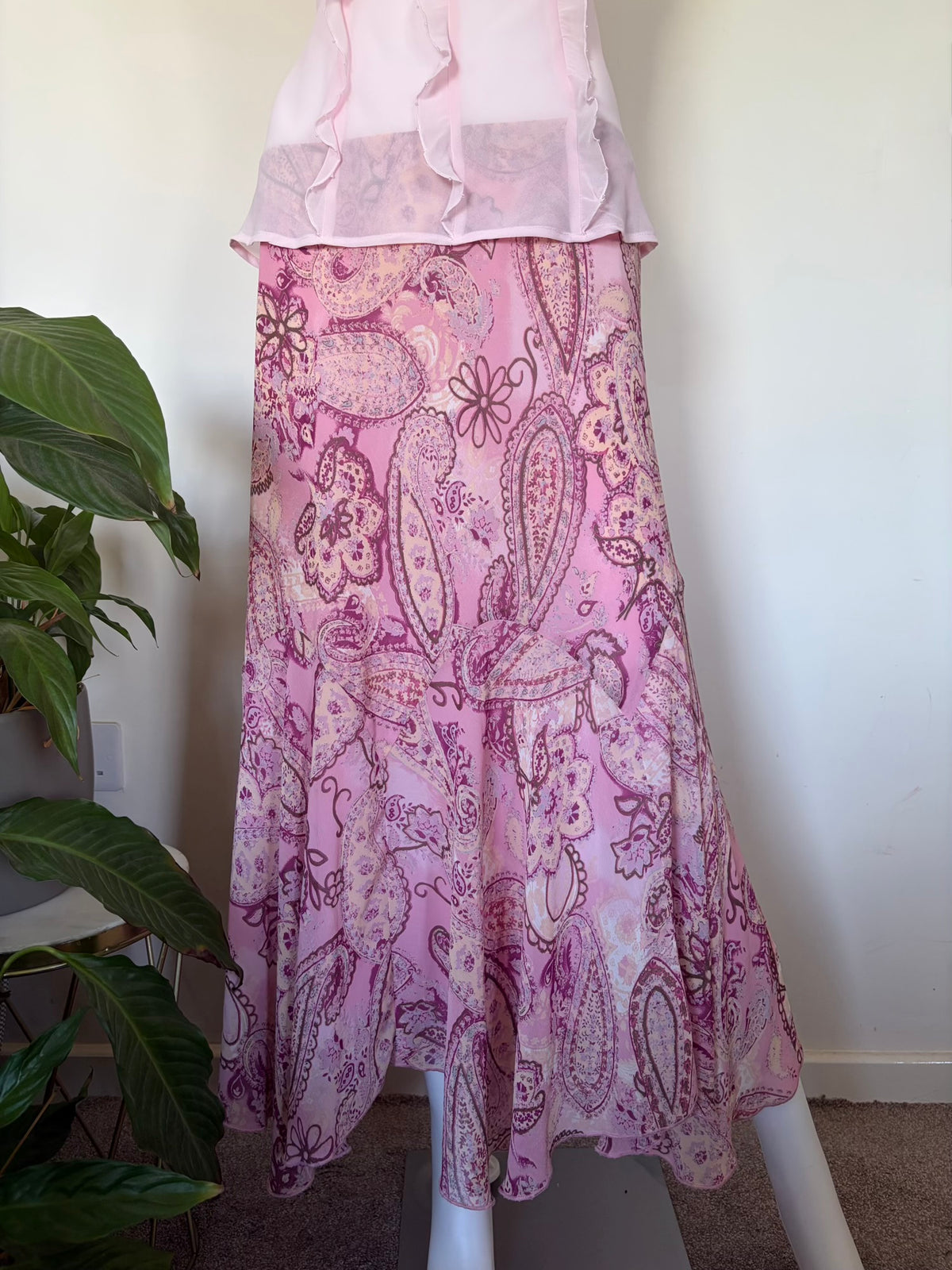 Vintage 1990s Paisley and Floral Mix Mermaid Hem Skirt
