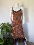 Vintage 2000s Animal Print Dress with Contrast Ruffle Hem