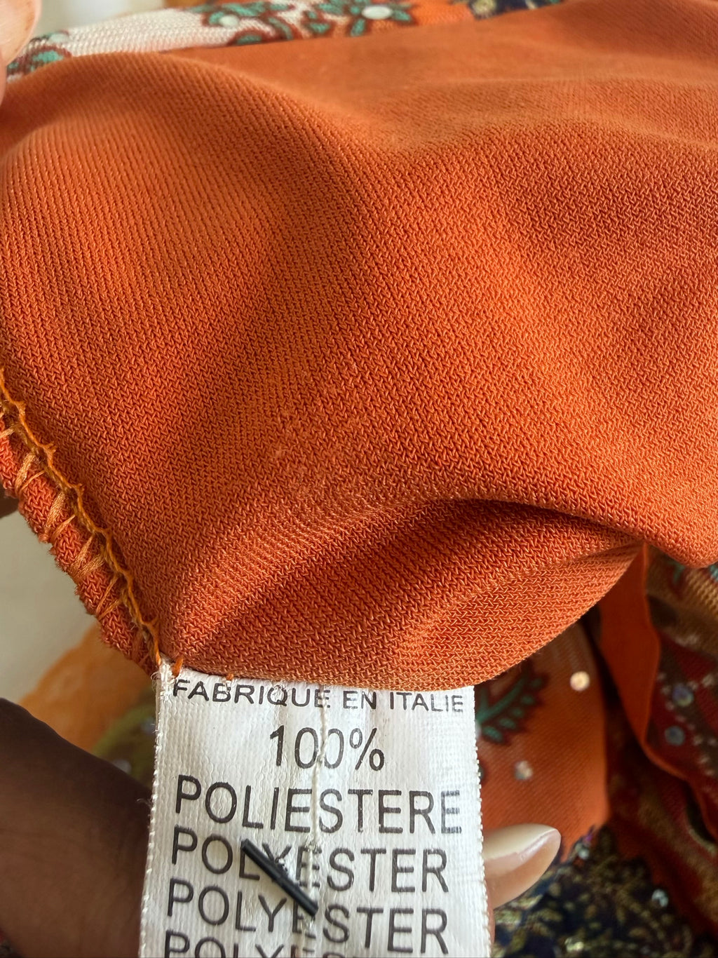 Vintage Y2K French vintage orange cami with paisley print and sparkly detail