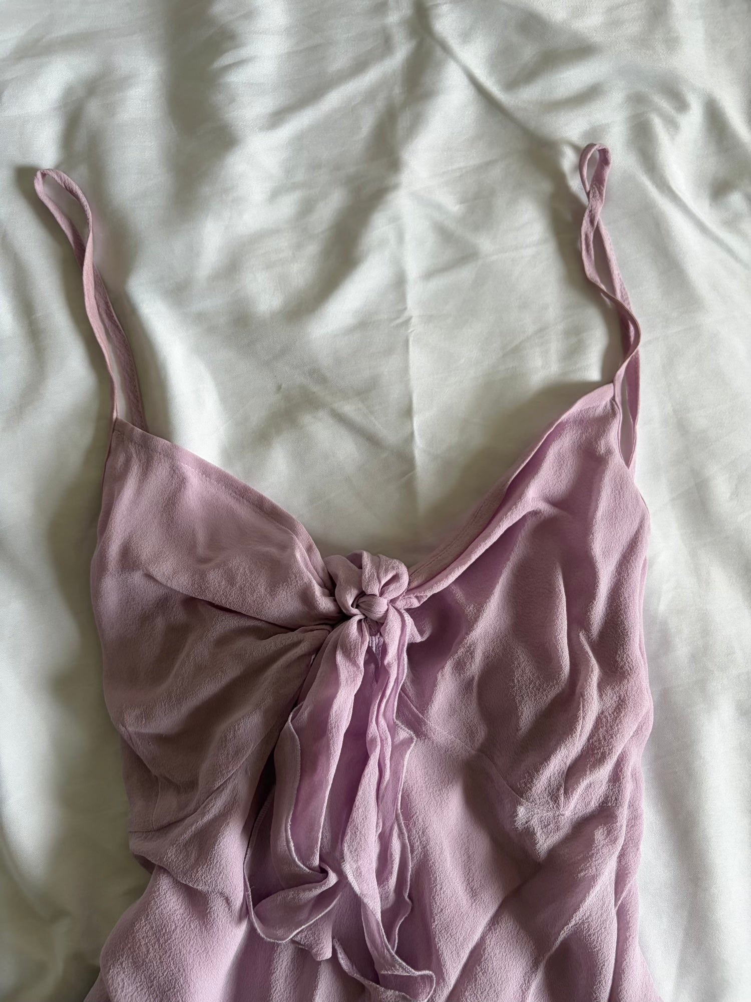 Vintage Y2K purple silk ombre cami with knot bust detail and hem detail