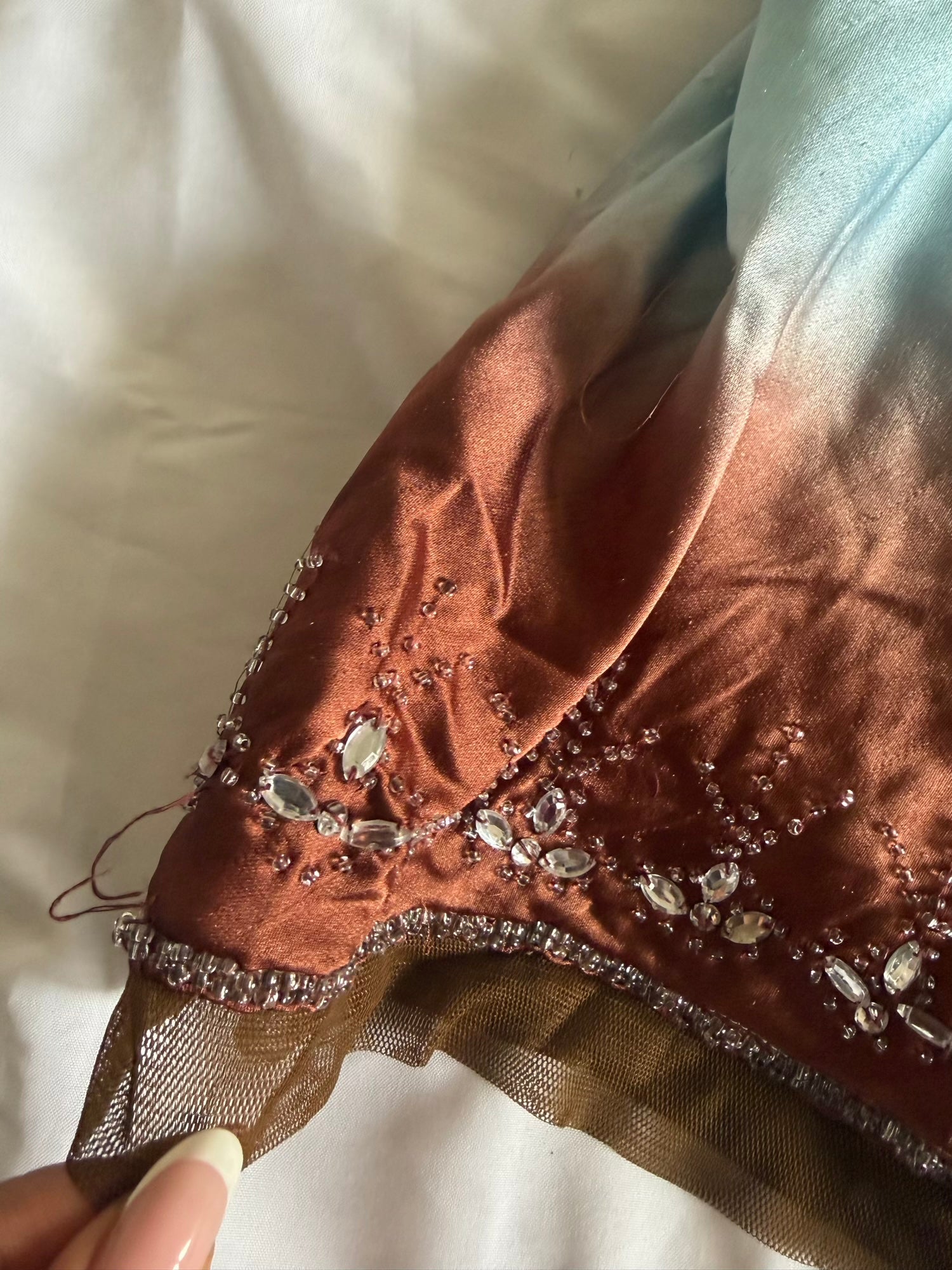 Vintage Y2K turquoise and brown ombre cami with embellishment detail