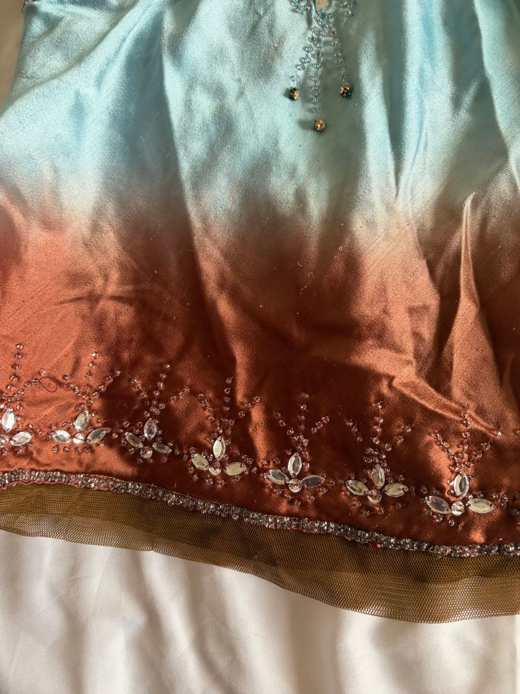 Vintage Y2K turquoise and brown ombre cami with embellishment detail