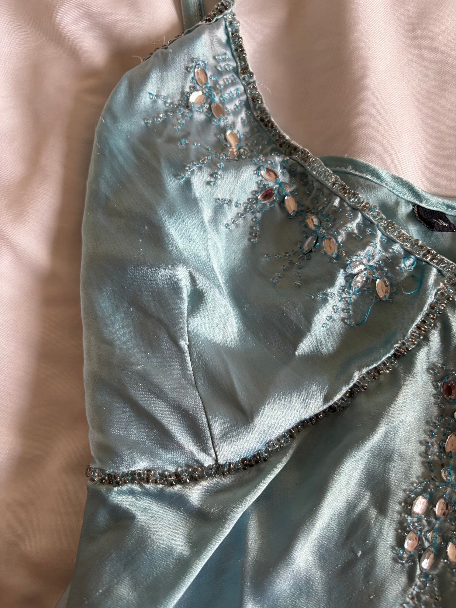 Vintage Y2K turquoise and brown ombre cami with embellishment detail