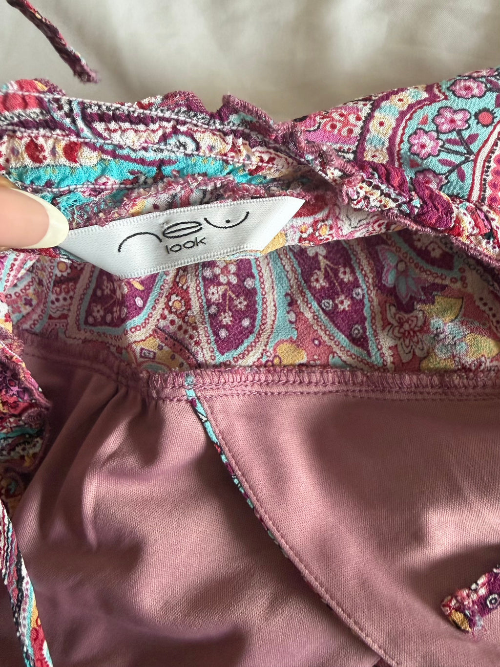 Vintage Y2K pink paisley halterneck cami with floaty fairy hem