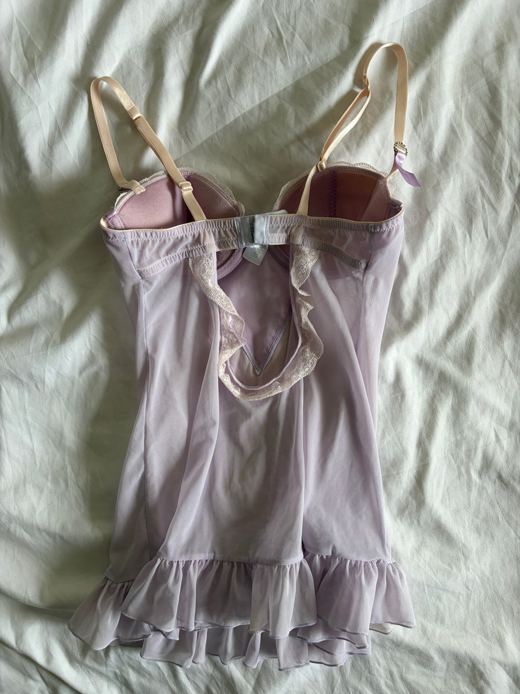 Vintage 2000s Lilac Lace Babydoll with Diamantés