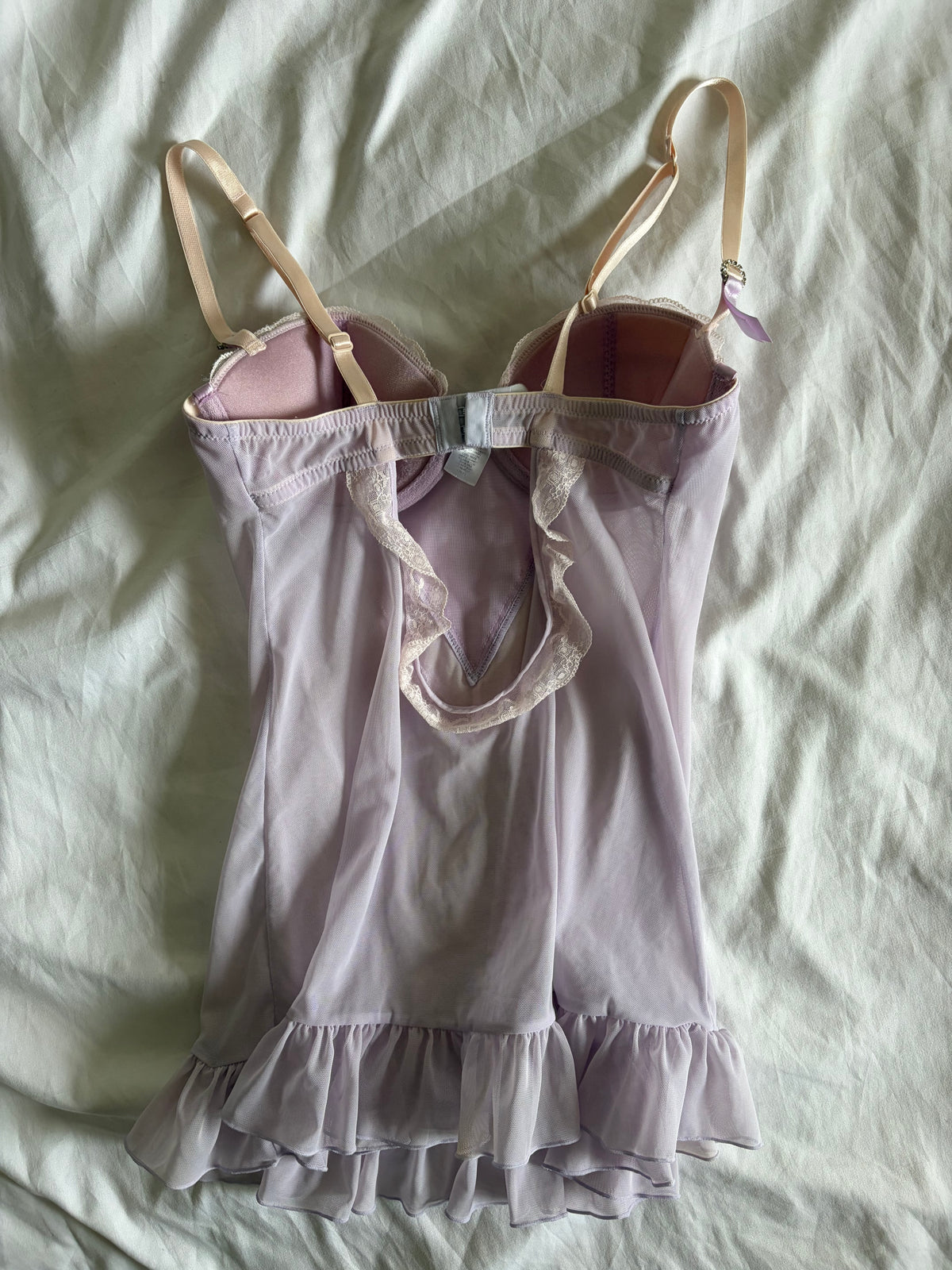 Vintage 2000s Lilac Lace Babydoll with Diamantés