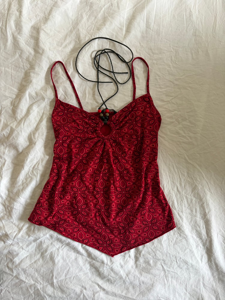 Vintage Y2K floral vintage halter neck asymmetrical cami