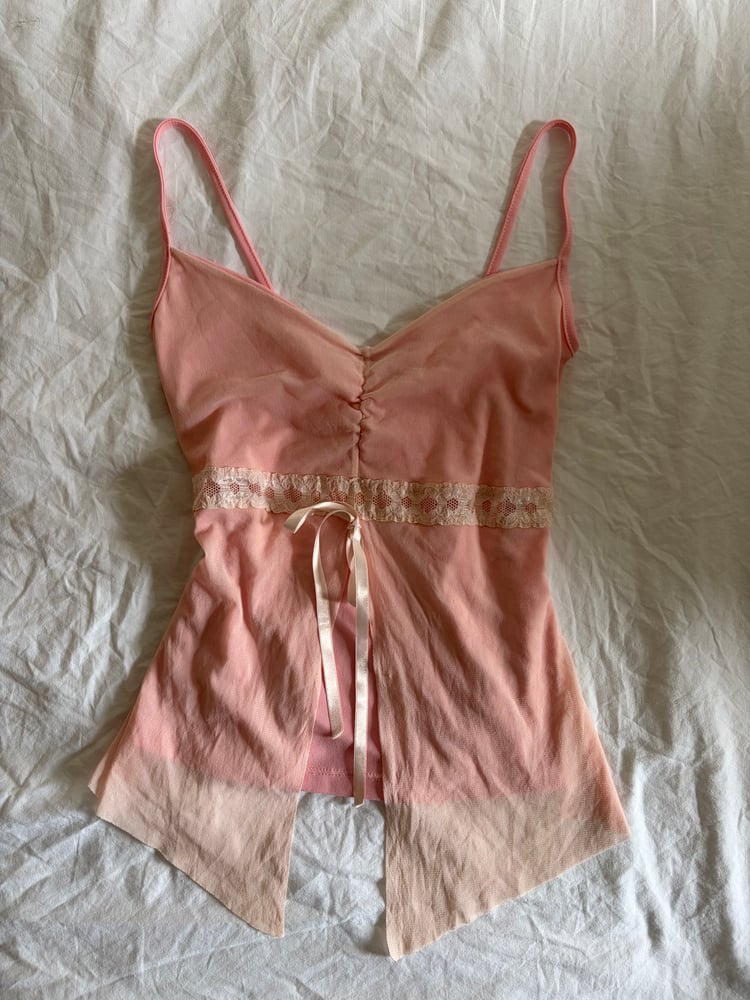 2000s Italian vintage baby pink asymmetrical hem fairy top
