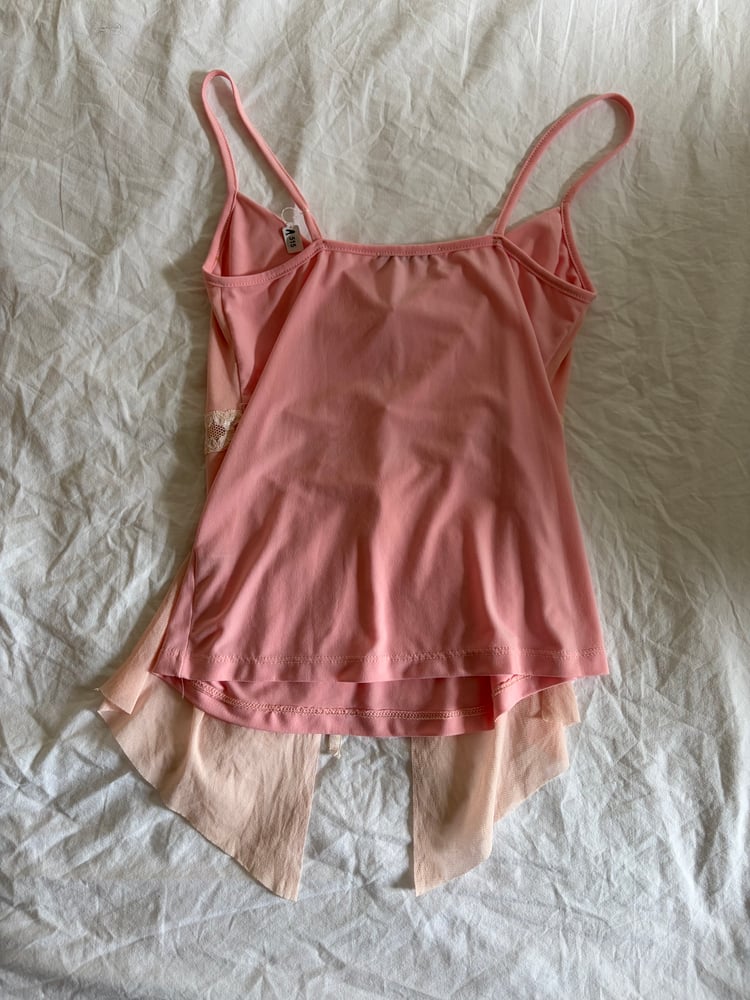2000s Italian vintage baby pink asymmetrical hem fairy top