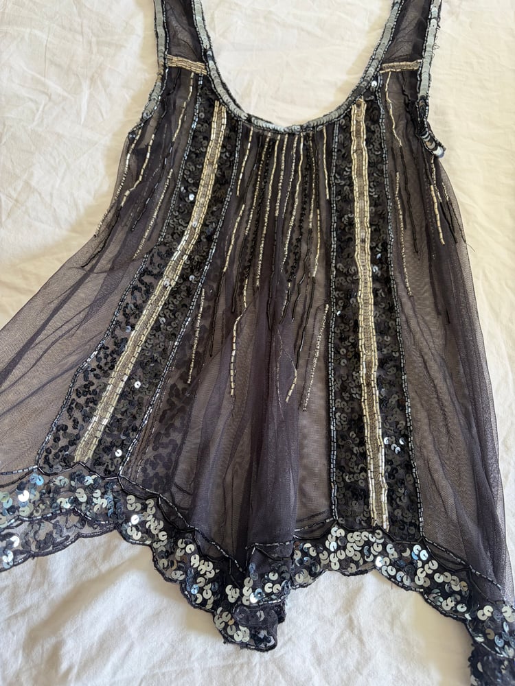 00s Lipsy Black Beaded Asymmetrical Hem Cami