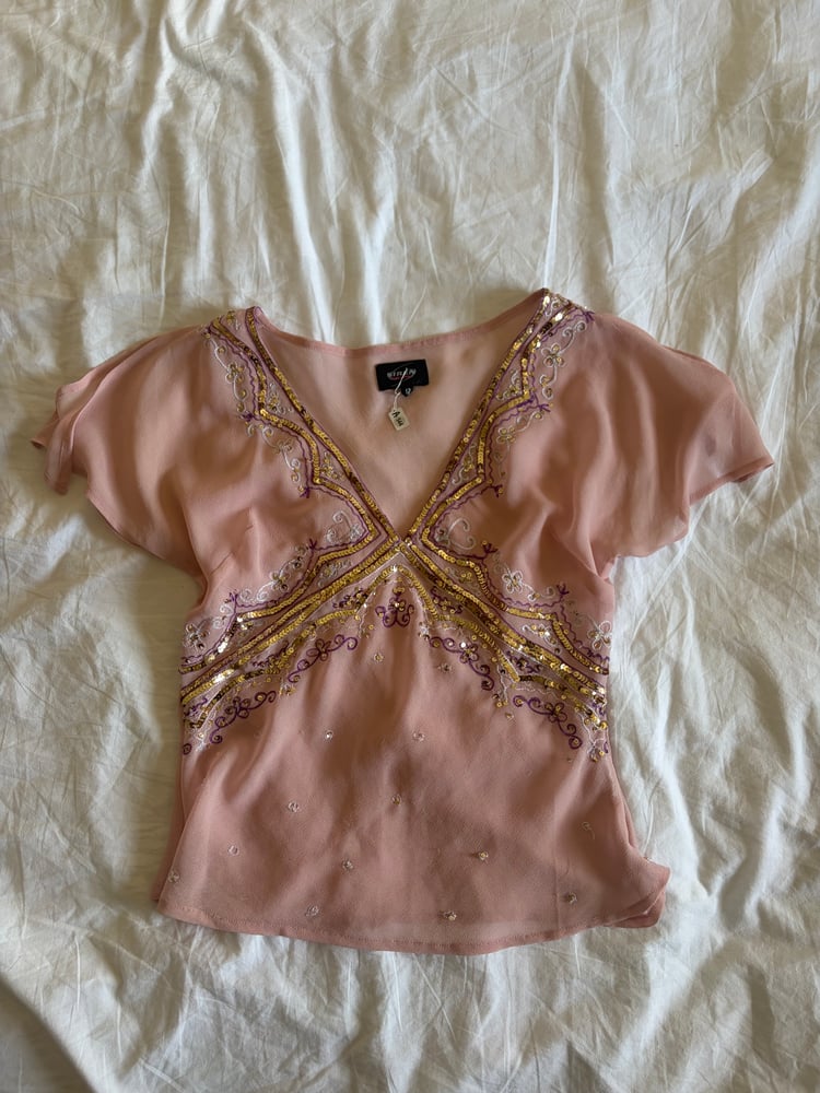 Y2K 2000s pink fairy cami with sequin details