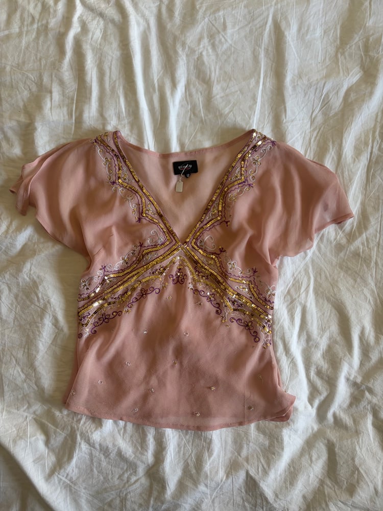 Y2K 2000s pink fairy cami with sequin details