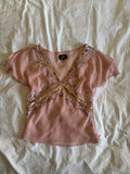 Y2K 2000s pink fairy cami with sequin details