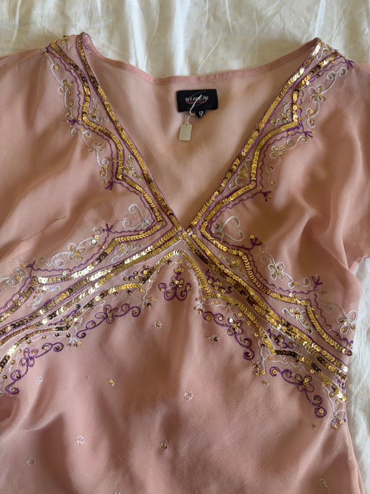 Y2K 2000s pink fairy cami with sequin details