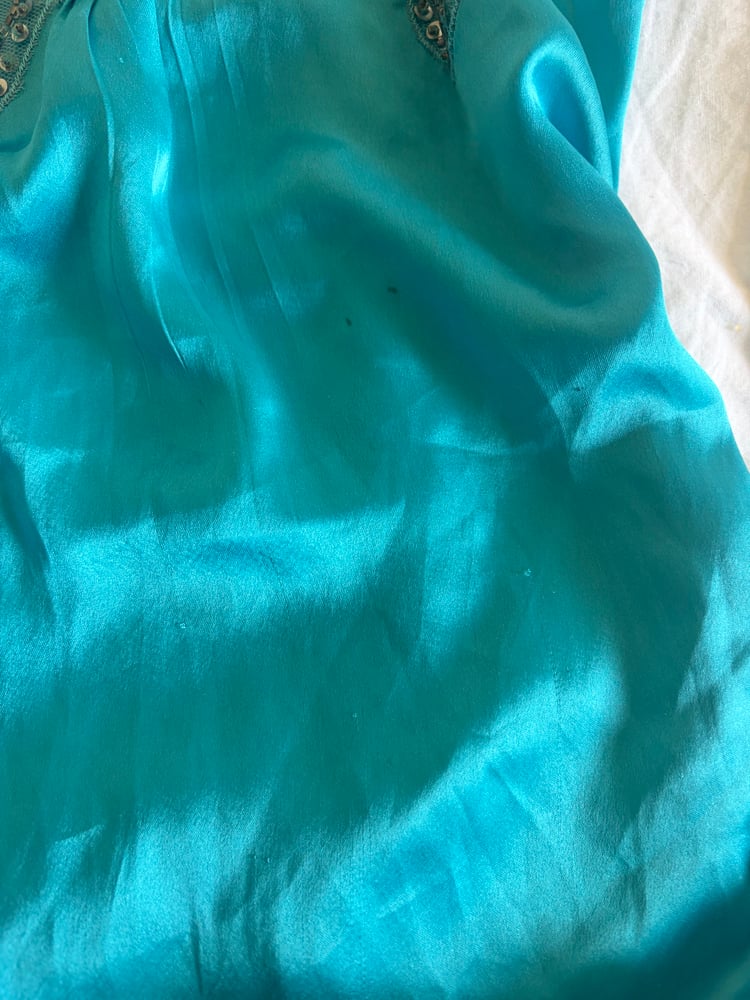 Vintage Y2K blue fairy mermaid cami with sequins and mesh