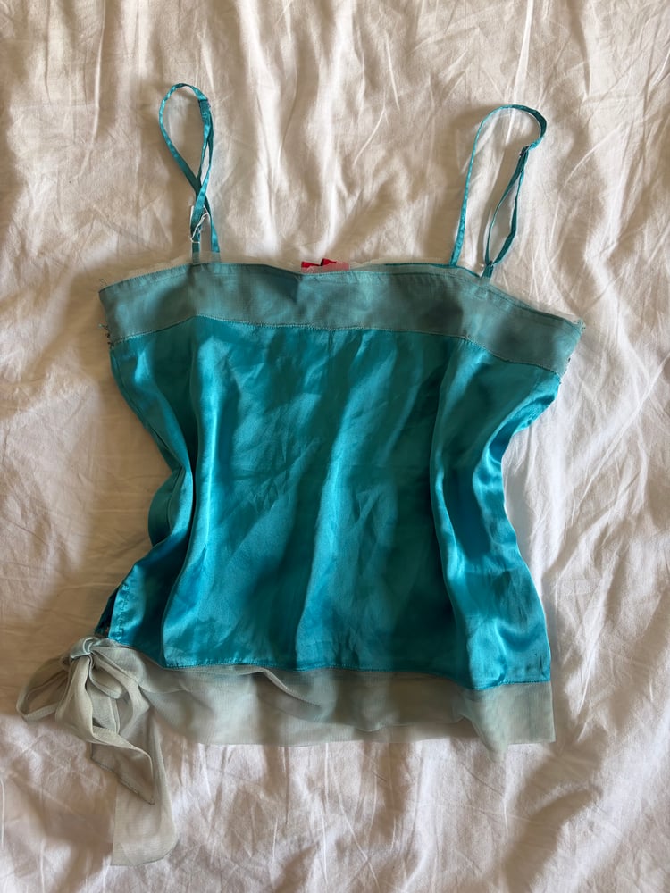 Vintage Y2K blue fairy mermaid cami with sequins and mesh