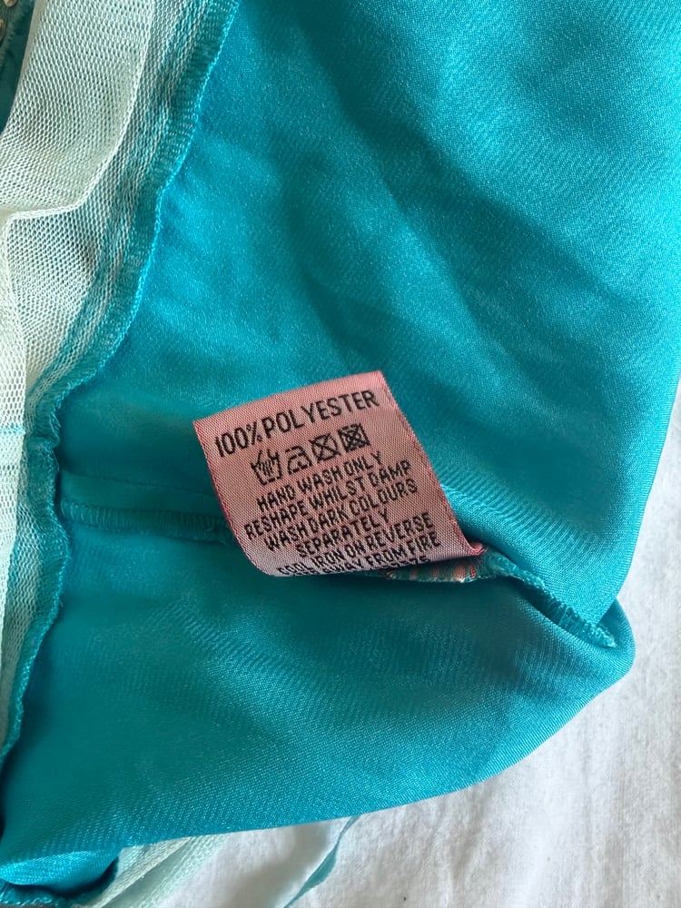 Vintage Y2K blue fairy mermaid cami with sequins and mesh