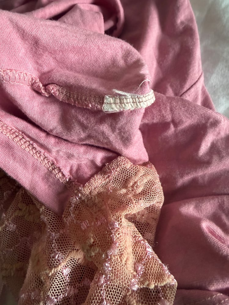 Vintage y2k pink fairy cami with contrast detailing and flower on the bust