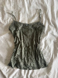 Y2K 2000s forest fairy crinkle cami with sequin and mesh