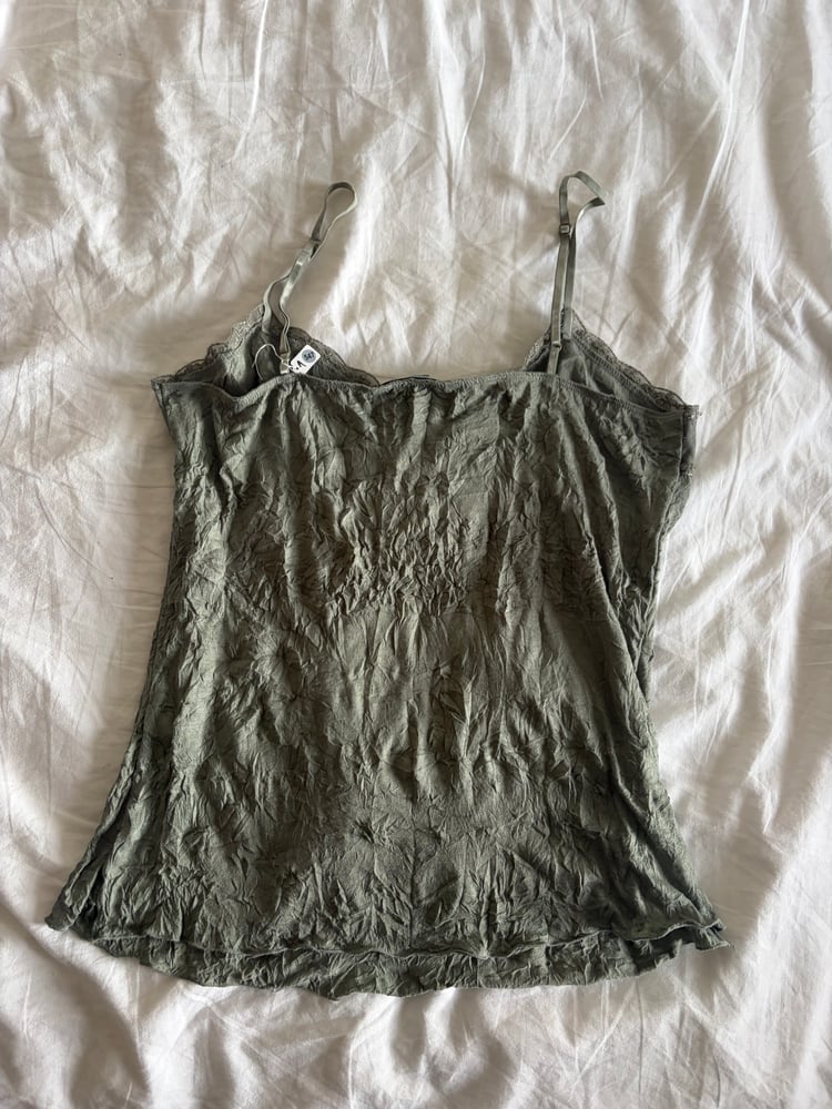 Y2K 2000s forest fairy crinkle cami with sequin and mesh