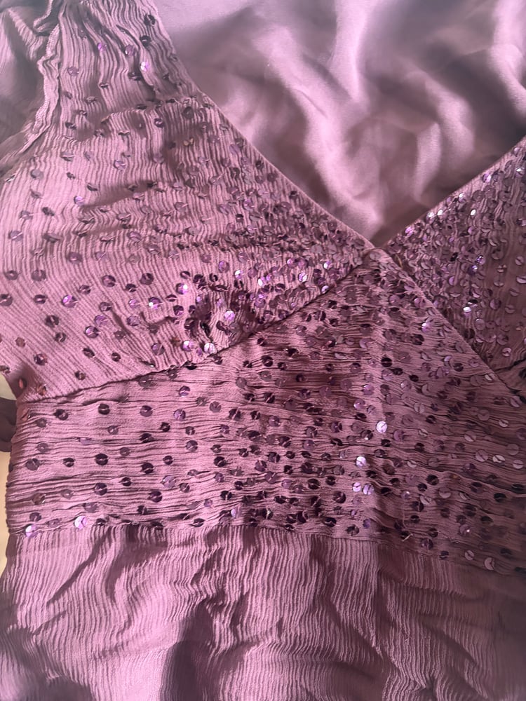 Y2K 00s silk purple gothic whimsy sequin top with side ties