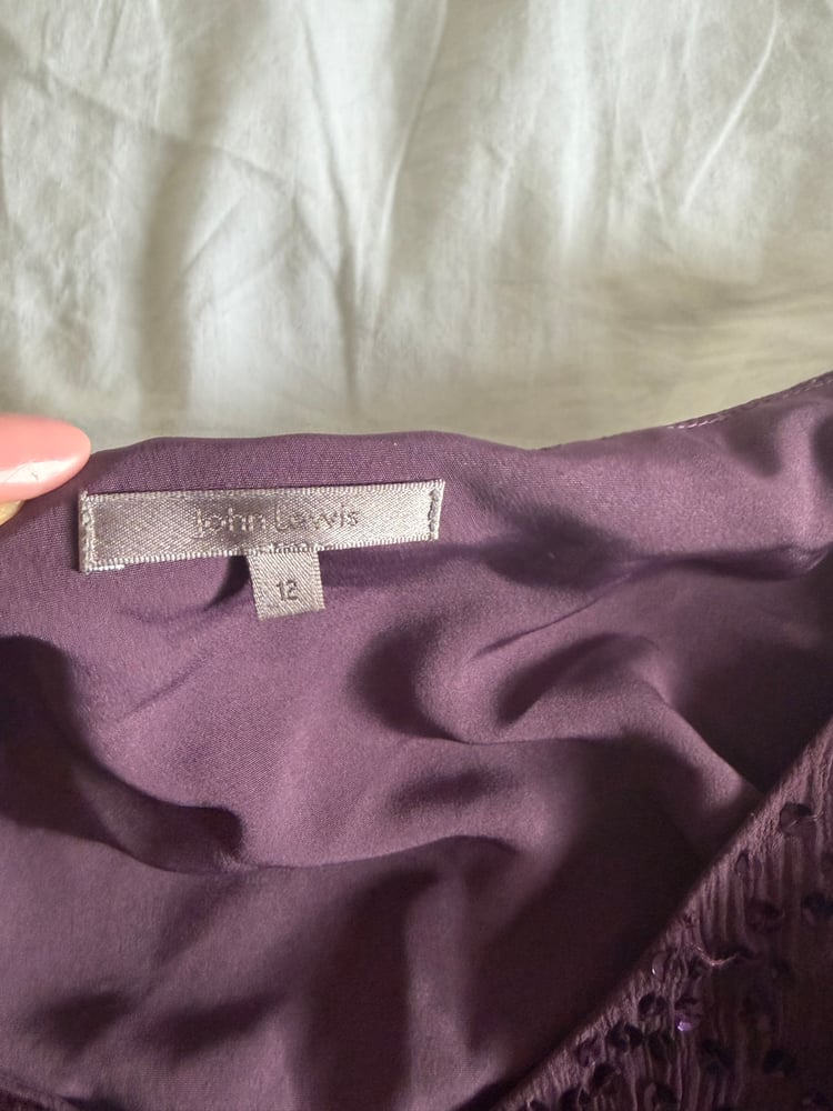 Y2K 00s silk purple gothic whimsy sequin top with side ties