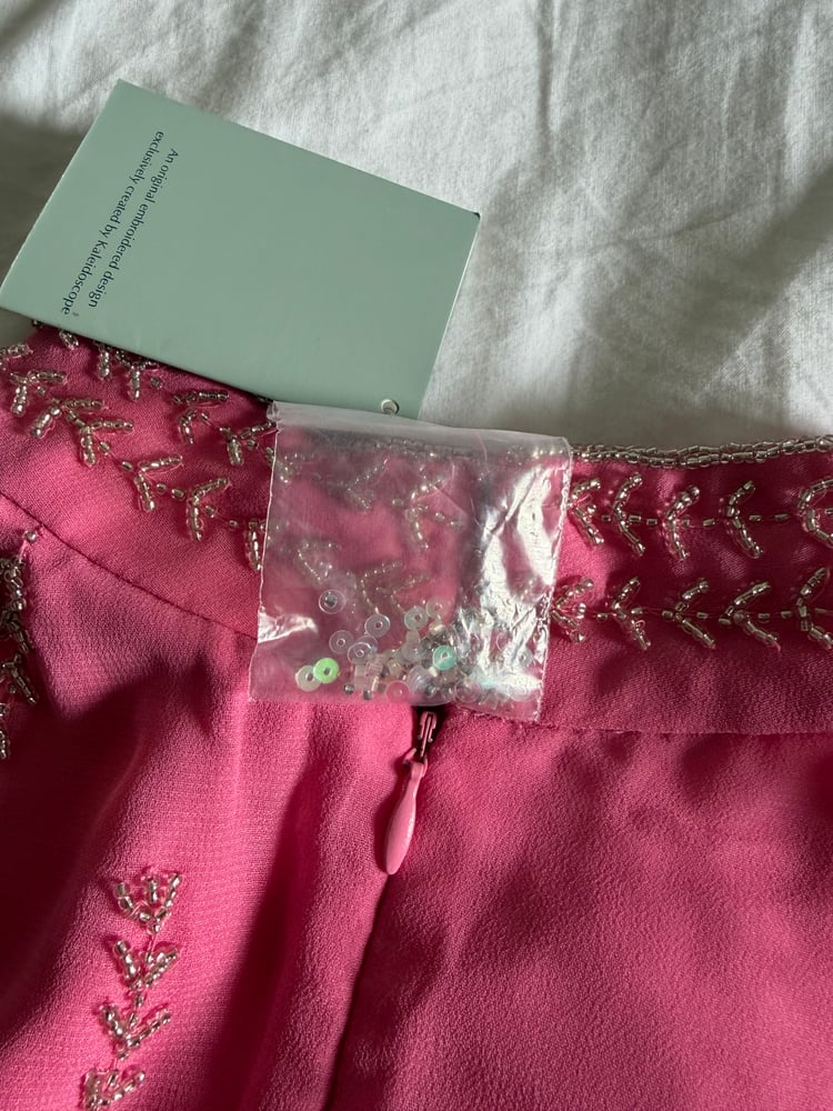 00s pink heavily beaded and sequin halter neck top
