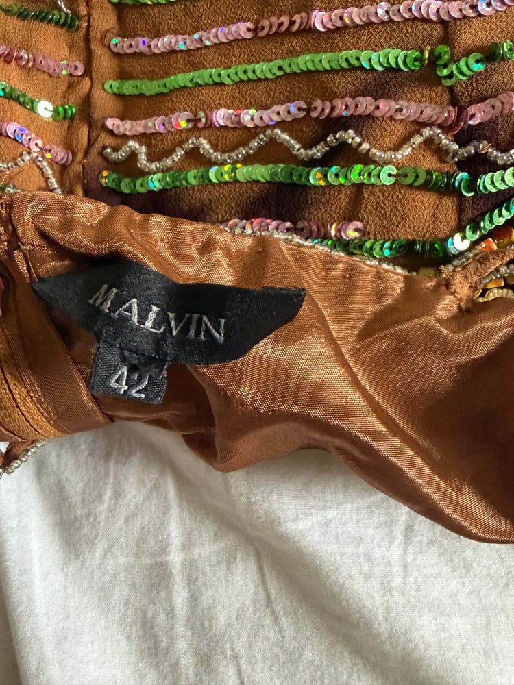 2000s Y2K Rare Brown Forest Fairy Beaded and Sequin Halter Cami