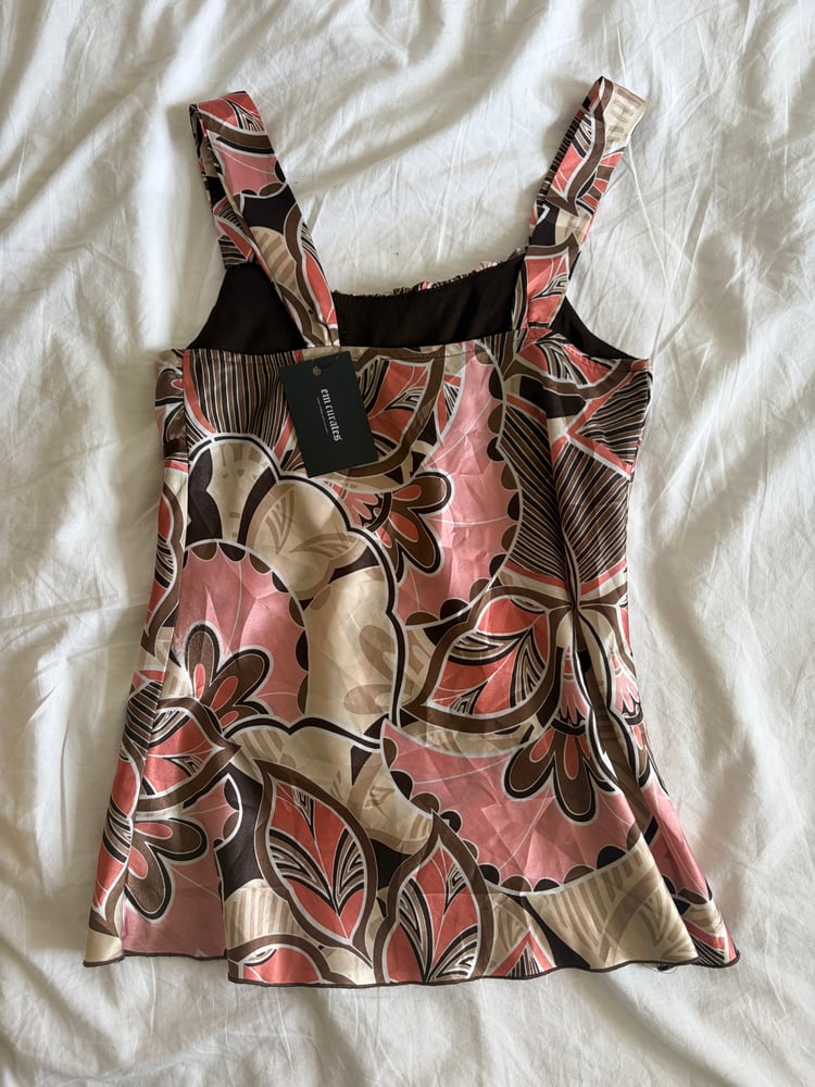 Y2K 2000s brown and pink floral baby doll style cami
