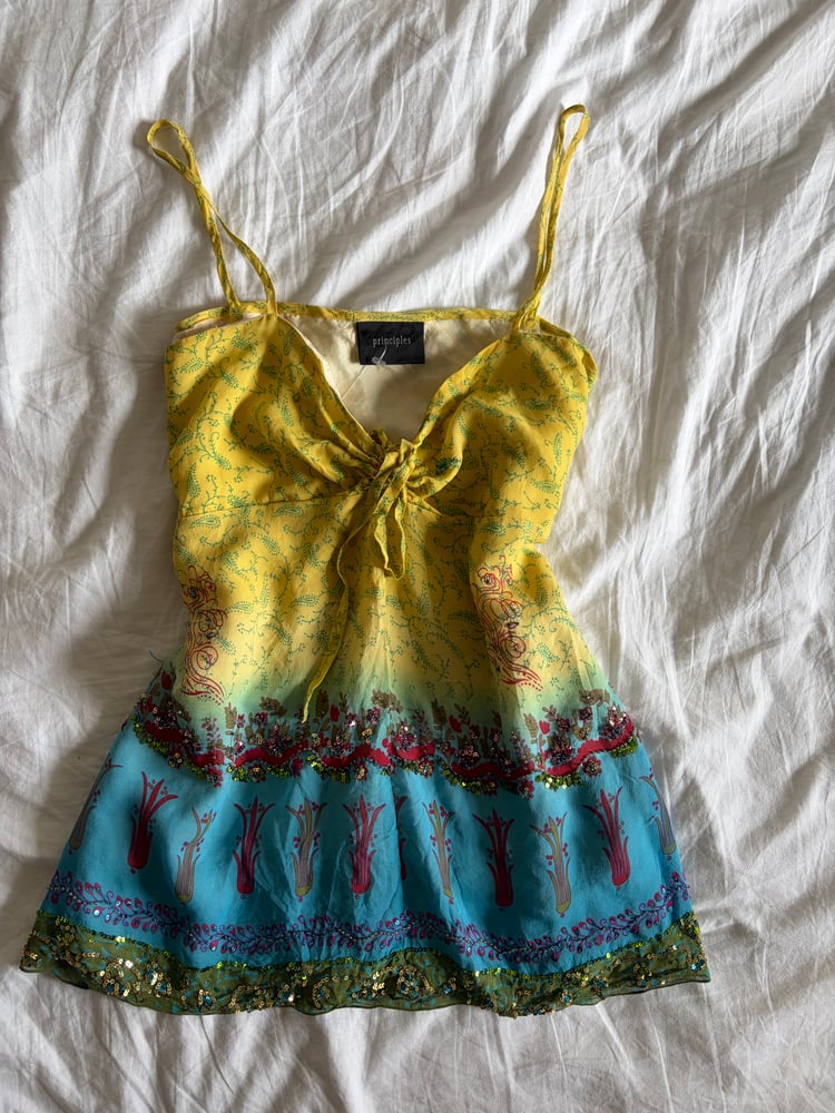 Vintage Y2K silk ombre beaded and sequin mermaid cami