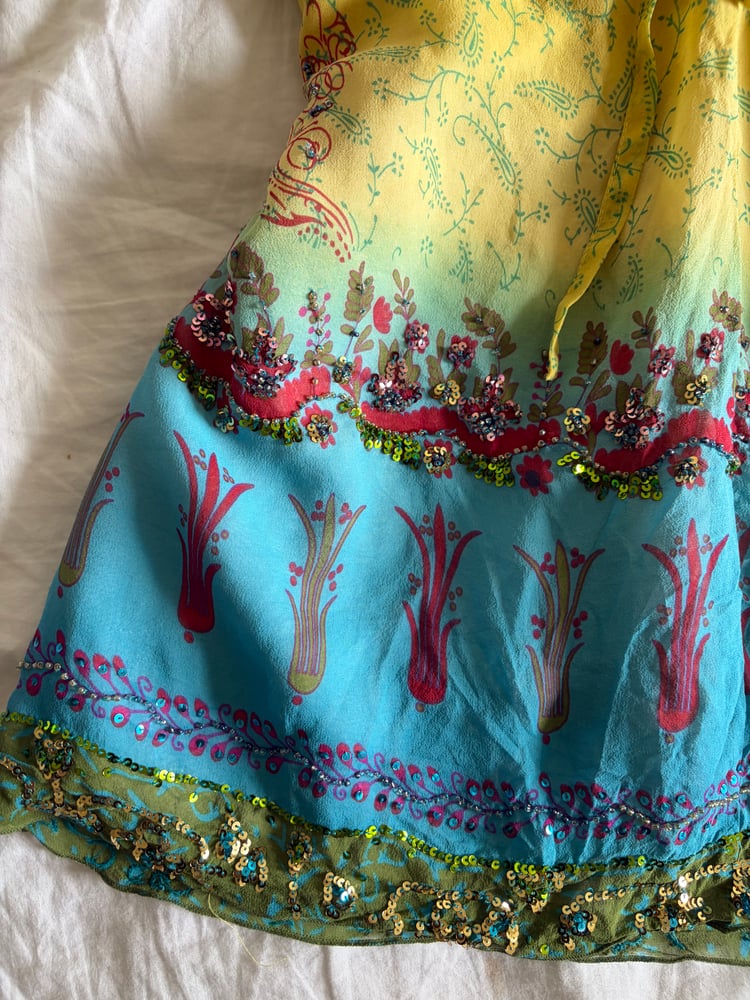 Vintage Y2K silk ombre beaded and sequin mermaid cami